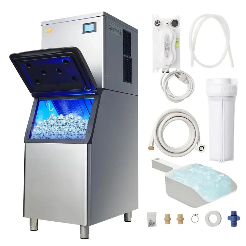 VEVOR Commercial Ice Maker – 360 lbs/24H Output with 330.7 lbs Storage Bin