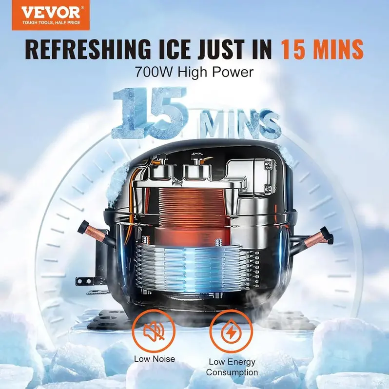 VEVOR Commercial Ice Maker – 360 lbs/24H Output with 330.7 lbs Storage Bin