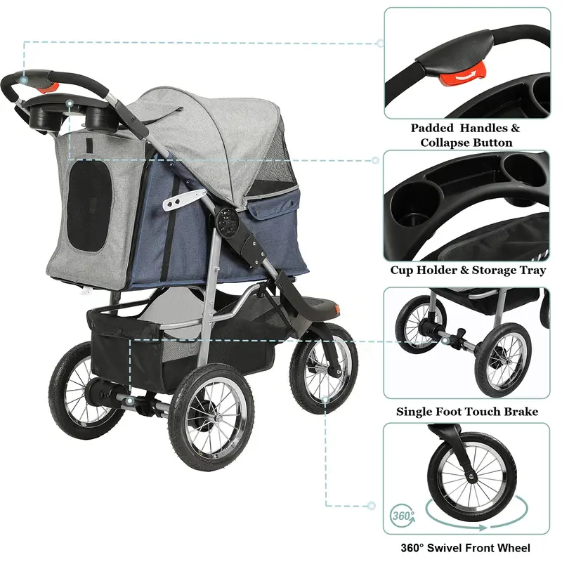 VIAGDO Premium Pet Stroller for Small to Medium Dogs and Cats