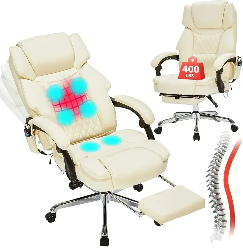 Vibrating Massage Office Chair – Heated Seat, 6-Point Vibration, and Extendable Footrest