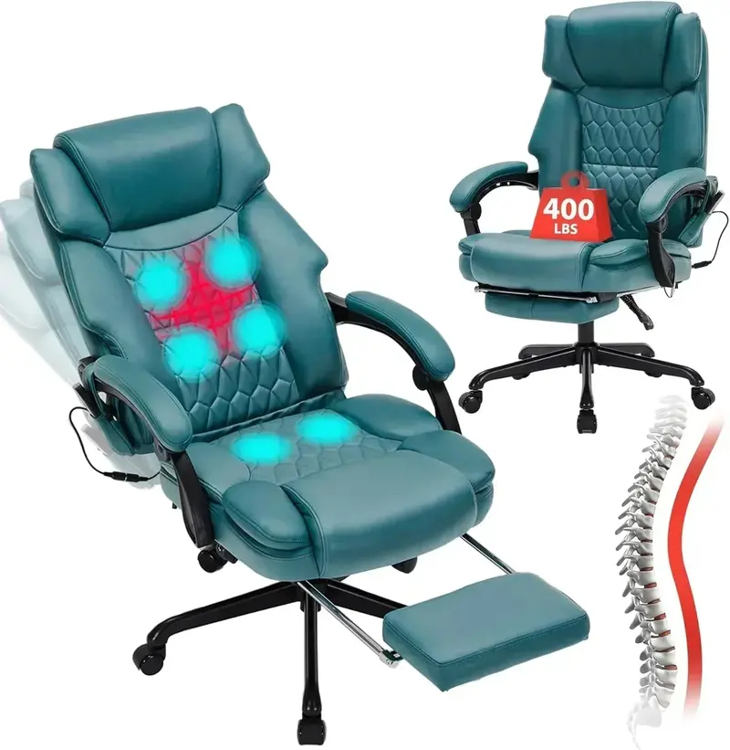 Vibrating Massage Office Chair – Heated Seat, 6-Point Vibration, and Extendable Footrest