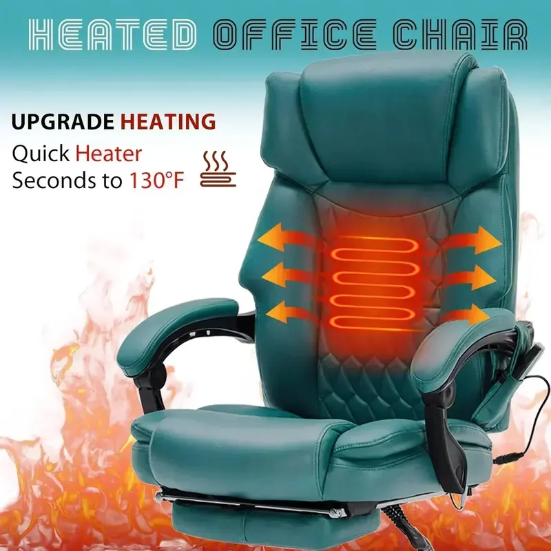 Vibrating Massage Office Chair – Heated Seat, 6-Point Vibration, and Extendable Footrest