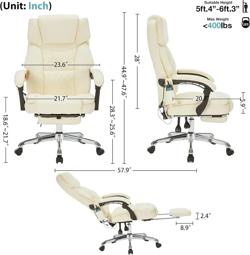 Vibrating Massage Office Chair – Heated Seat, 6-Point Vibration, and Extendable Footrest