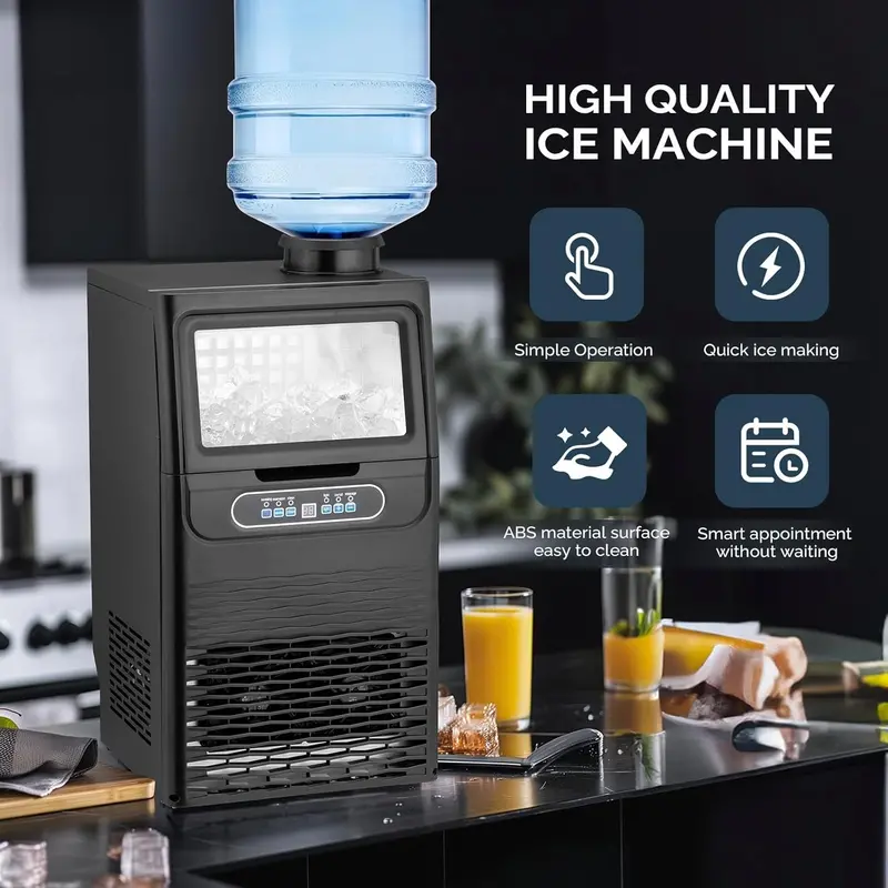 VINGLI Commercial Undercounter Ice Maker – 90 lbs/24H Output, 11 lbs Storage, Dual Water Inlets, Self-Cleaning & Timer Functions