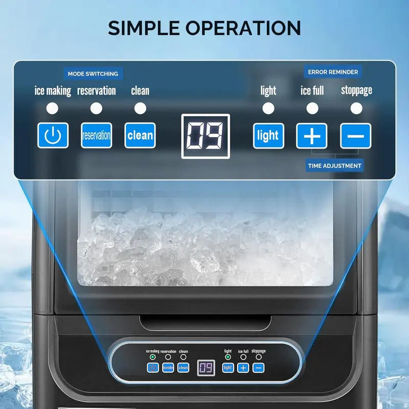 VINGLI Commercial Undercounter Ice Maker – 90 lbs/24H Output, 11 lbs Storage, Dual Water Inlets, Self-Cleaning & Timer Functions