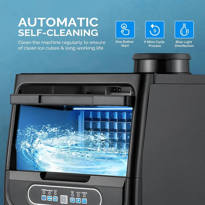 VINGLI Commercial Undercounter Ice Maker – 90 lbs/24H Output, 11 lbs Storage, Dual Water Inlets, Self-Cleaning & Timer Functions