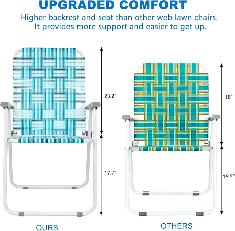 VINGLI Dual Pack Webbed Lawn Folding Chairs – Lightweight Beach & Outdoor Seating
