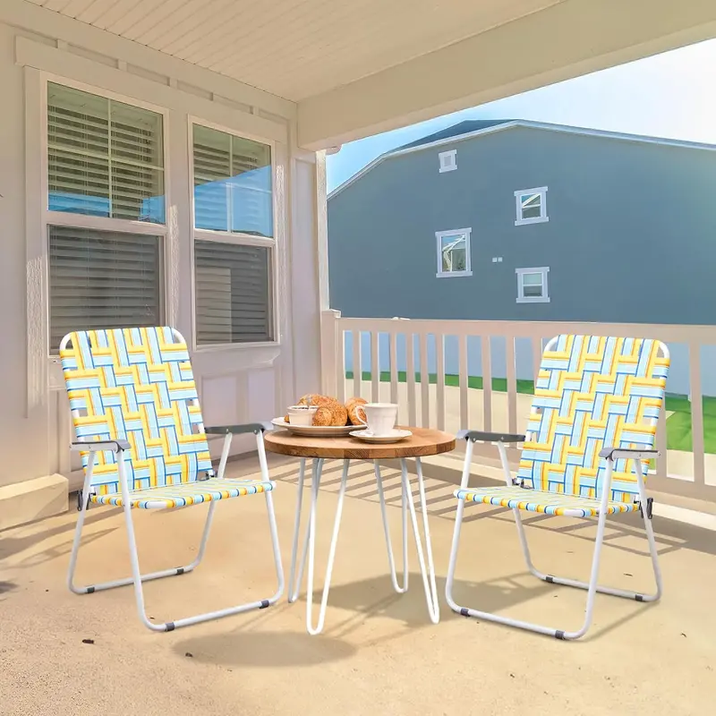 VINGLI Dual Pack Webbed Lawn Folding Chairs – Lightweight Beach & Outdoor Seating