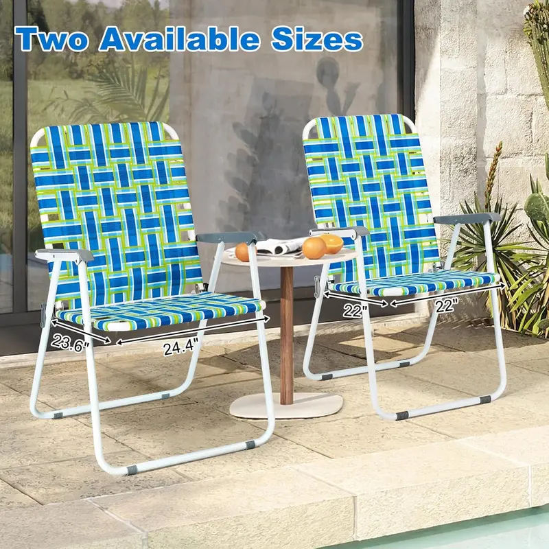 VINGLI Foldable Webbed Lawn Chairs – 2-Pack Portable Beach & Outdoor Seating