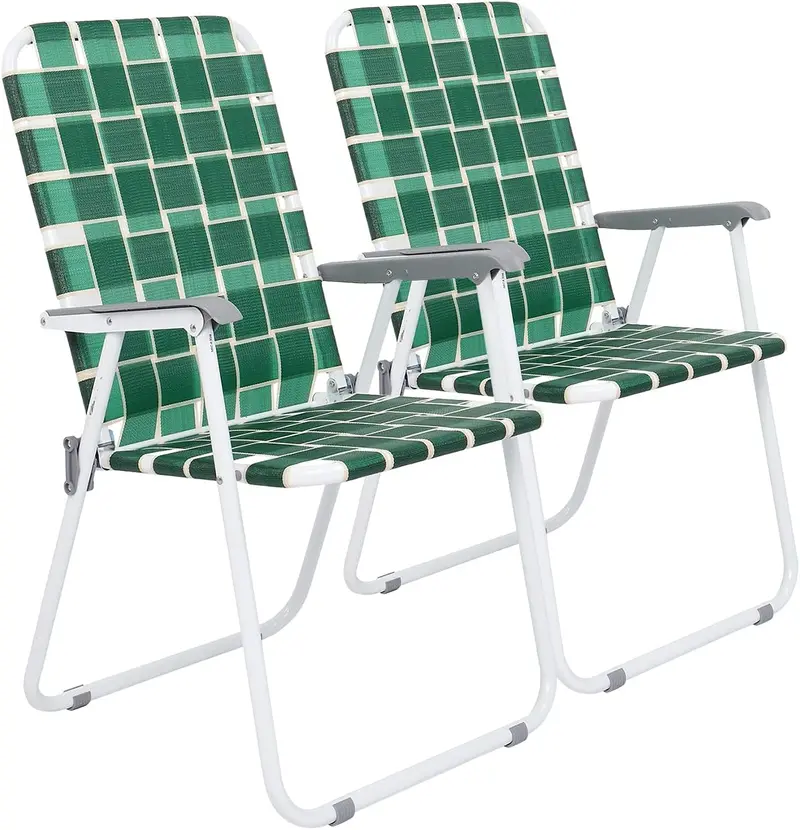 VINGLI Foldable Webbed Lawn Chairs – 2-Pack Portable Beach & Outdoor Seating