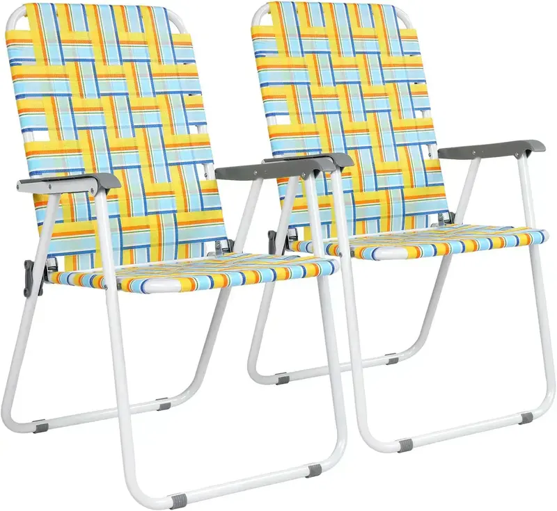 VINGLI Foldable Webbed Lawn Chairs – 2-Pack Portable Beach & Outdoor Seating