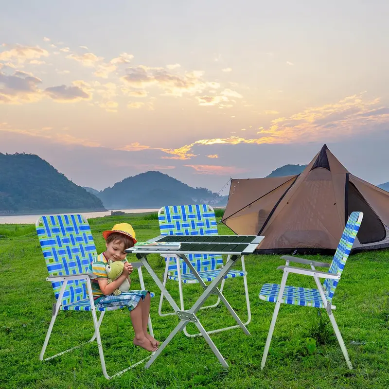 VINGLI Foldable Webbed Lawn Chairs – 2-Pack Portable Beach & Outdoor Seating