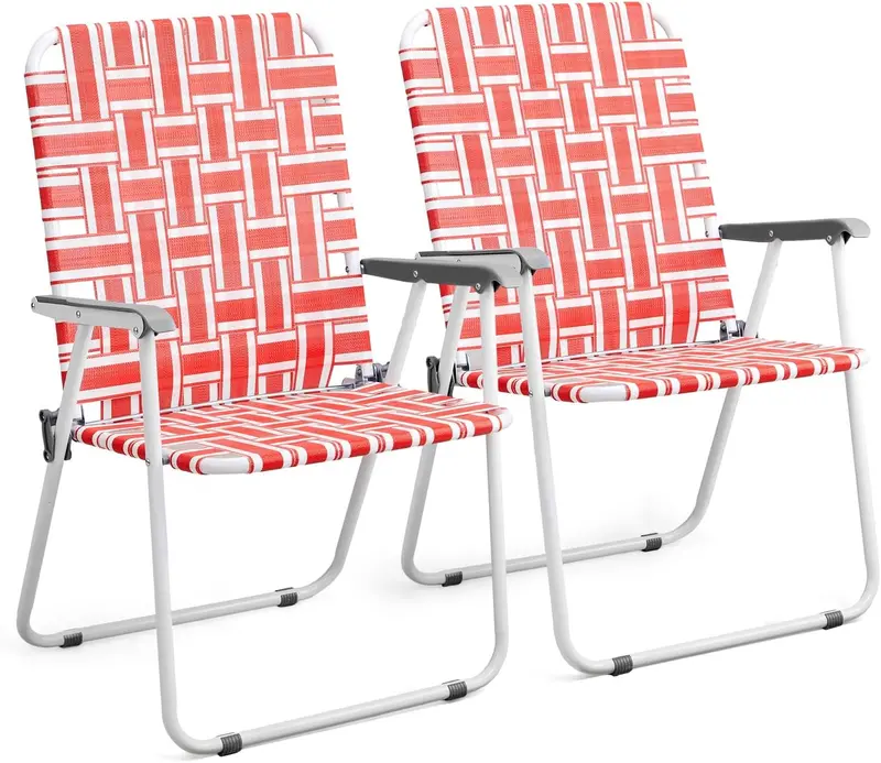 VINGLI Foldable Webbed Lawn Chairs – 2-Pack Portable Beach & Outdoor Seating