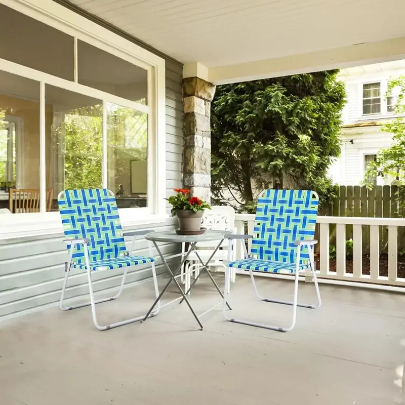 VINGLI Foldable Webbed Lawn Chairs – 2-Pack Portable Beach & Outdoor Seating