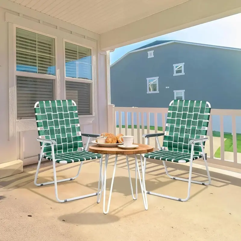 VINGLI Foldable Webbed Lawn Chairs – 2-Pack Portable Beach & Outdoor Seating