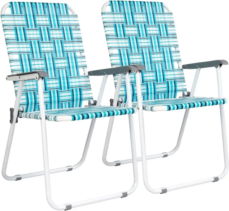VINGLI Foldable Webbed Lawn Chairs – 2-Pack Portable Beach & Outdoor Seating 2