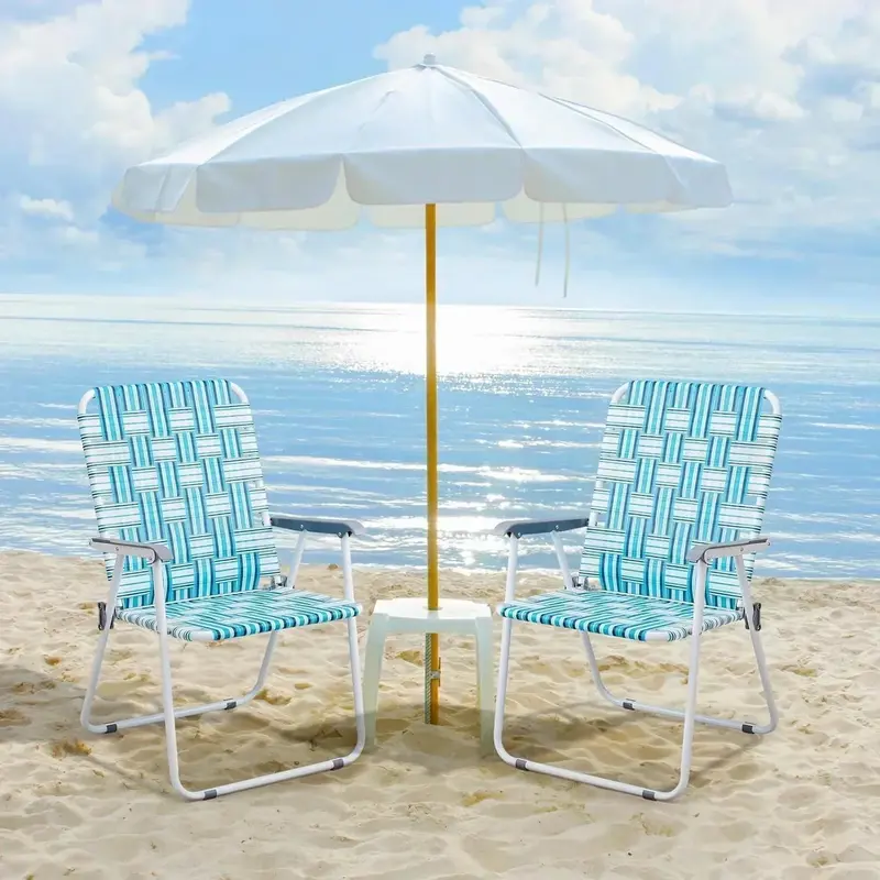 VINGLI Foldable Webbed Lawn Chairs – 2-Pack Portable Beach & Outdoor Seating