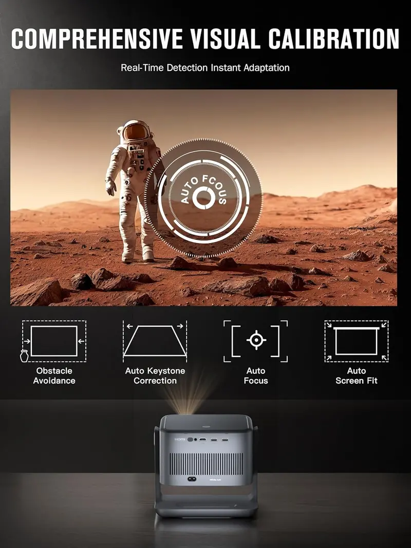 VISSPL 4K Smart Projector — Dolby Audio, Auto Focus, 3D Compatibility, and Seamless WiFi Integration