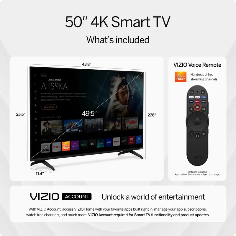 VIZIO V4K50M-08 — 50-Inch Class 4K LED Smart TV with HDR Support