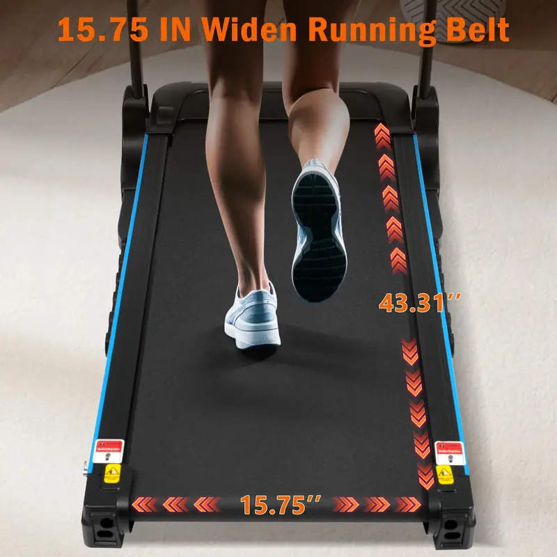 VLDTDRDI 3.5HP Folding Treadmill – 500LB Capacity, 10MPH, Bluetooth Speaker, USB Charging, Incline & Heart Rate Monitoring
