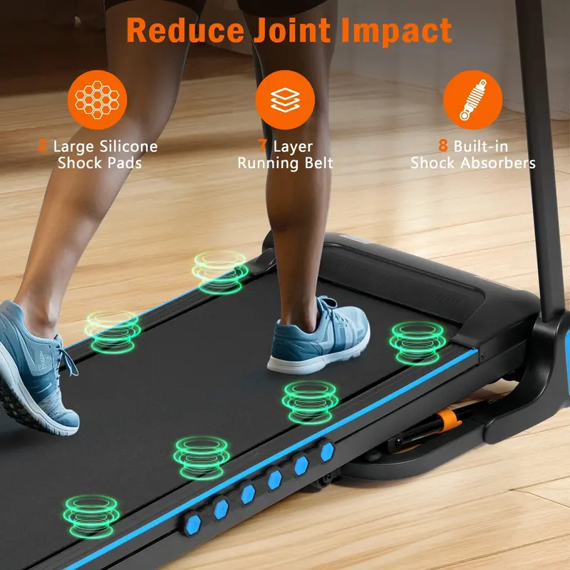 VLDTDRDI 3.5HP Folding Treadmill – 500LB Capacity, 10MPH, Bluetooth Speaker, USB Charging, Incline & Heart Rate Monitoring