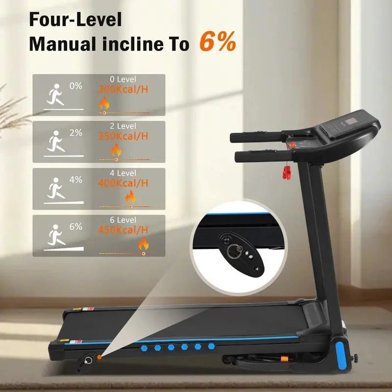 VLDTDRDI 3.5HP Folding Treadmill – 500LB Capacity, 10MPH, Bluetooth Speaker, USB Charging, Incline & Heart Rate Monitoring