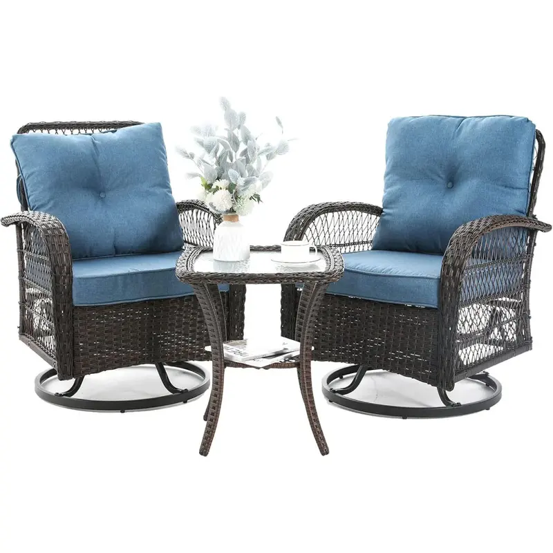 VONZOY Patio Furniture Set – 3-Piece Rocking Chair Collection with Premium Thick Cushions