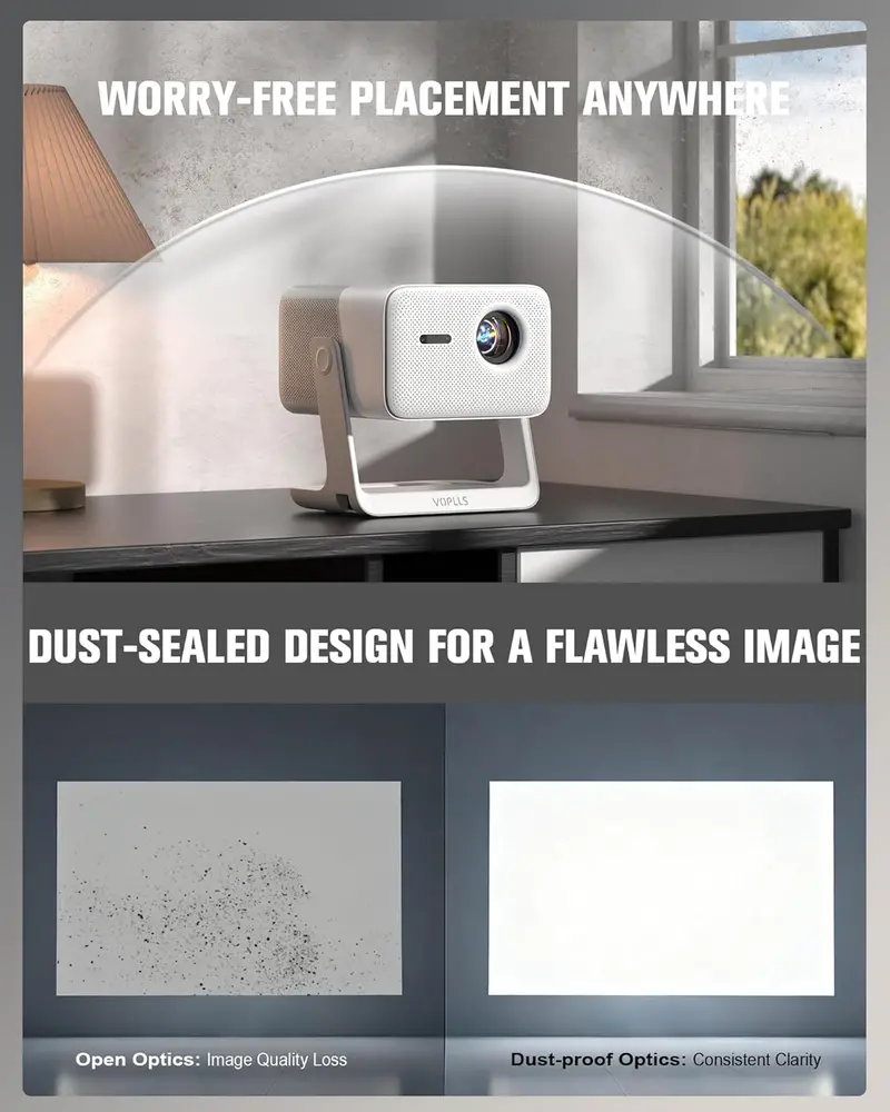 VOPLLS Bluetooth & WiFi Smart Projector – Outdoor-Friendly with Dolby Audio and Auto Focus
