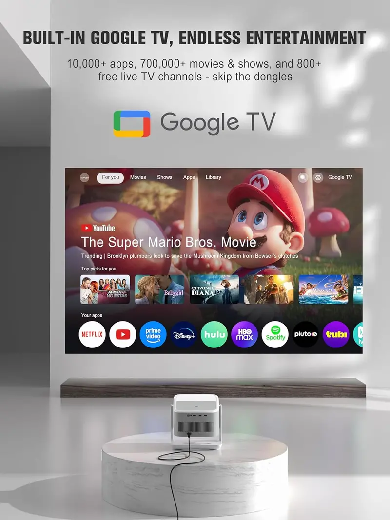 VOPLLS Google TV 4K Smart Projector with Dual-Band WiFi, Bluetooth 5.0, and Outdoor Optimization 2