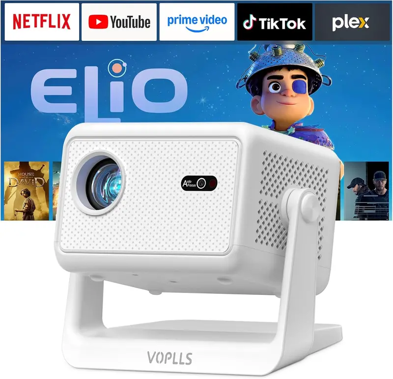 VOPLLS Smart Mini Projector — Officially Licensed Google TV, 1800 ANSI Lumens, 4K Support, WiFi & Bluetooth