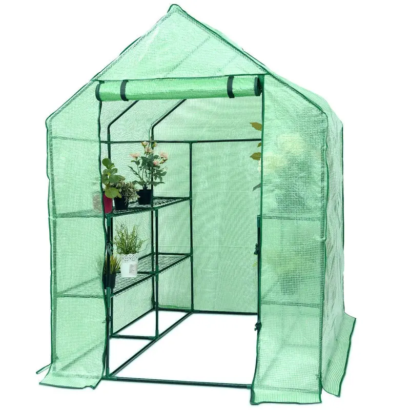 Walk-In Indoor/Outdoor Greenhouse Tent — 4.8'×4.8'×6.4' Plant Growing Enclosure