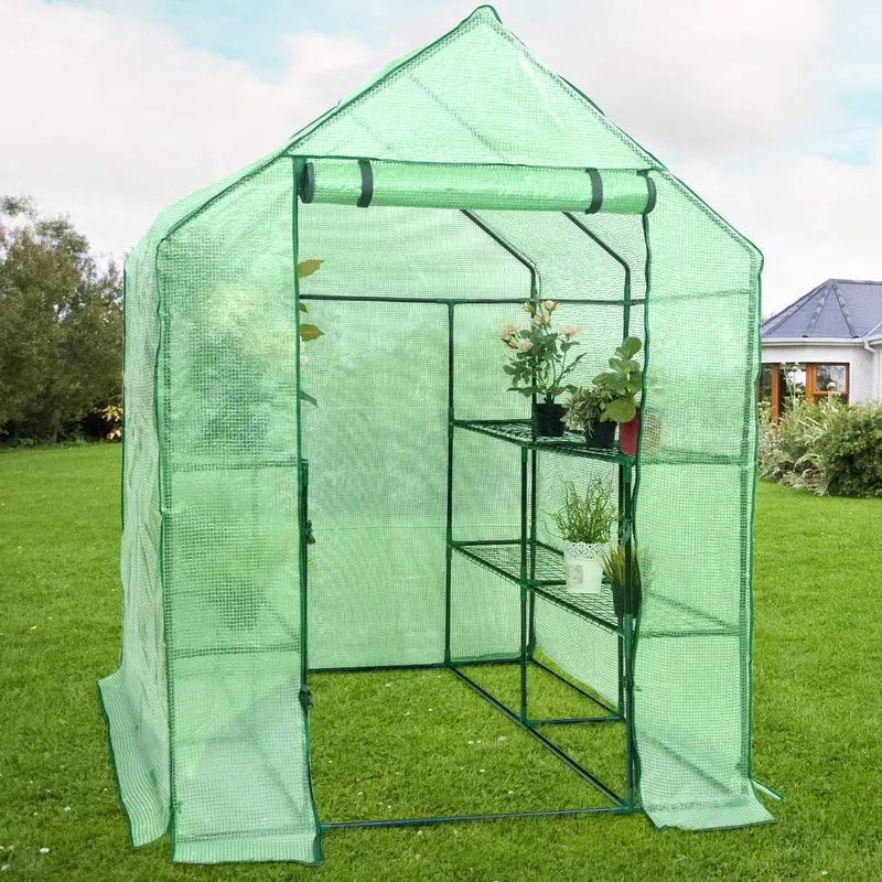 Walk-In Indoor/Outdoor Greenhouse Tent — 4.8'×4.8'×6.4' Plant Growing Enclosure