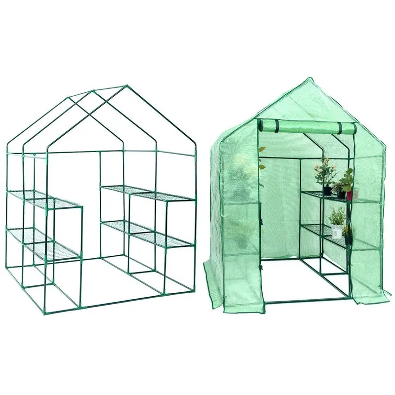 Walk-In Indoor/Outdoor Greenhouse Tent — 4.8'×4.8'×6.4' Plant Growing Enclosure