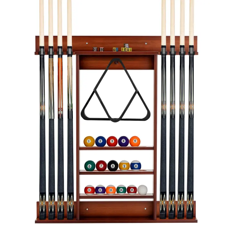 Wall-Mounted Solid Pine Pool Cue Rack for Billiards Accessories
