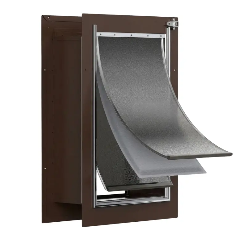 Wall-Mounted Triple-Flap Pet Door with Telescoping Tunnel