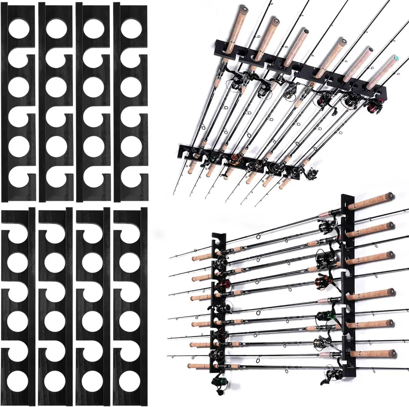 Wall- or Ceiling-Mounted Fishing Rod Organizer for Space-Saving Garage or Shed Storage