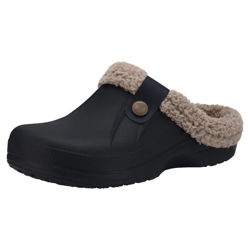 Water-Resistant Fur-Lined Clogs – Cozy Indoor/Outdoor Winter Slippers for Adults
