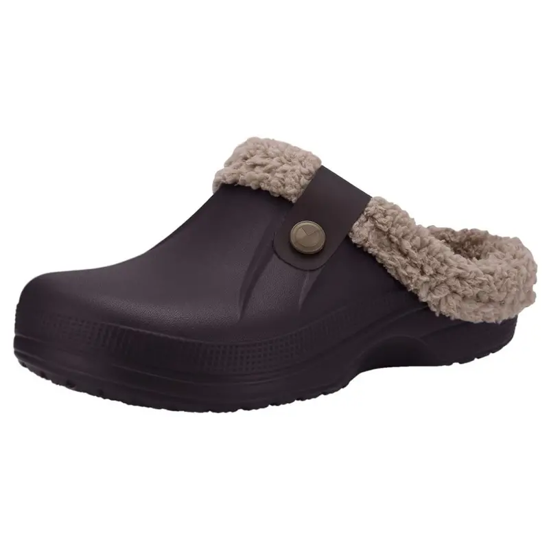 Water-Resistant Fur-Lined Clogs – Cozy Indoor/Outdoor Winter Slippers for Adults