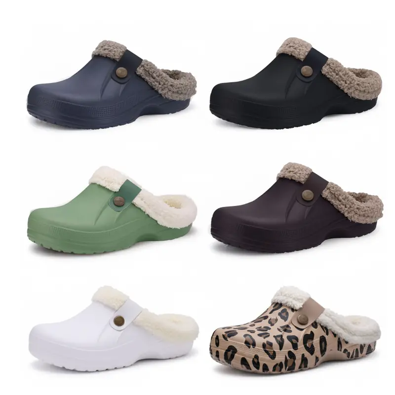 Water-Resistant Fur-Lined Clogs – Cozy Indoor/Outdoor Winter Slippers for Adults