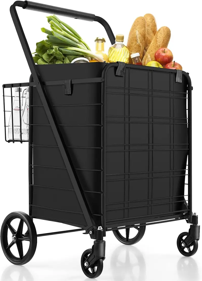 Waterproof Jumbo Folding Shopping Cart for Groceries – Upgraded Lightweight Design