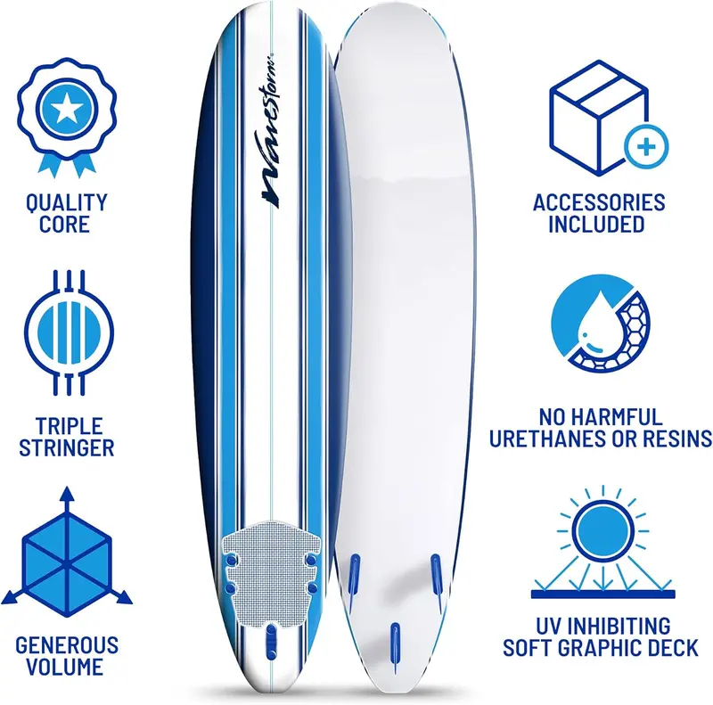 Wavestorm 2025 Classic 8-Foot Longboard for Beginners and Casual Riders