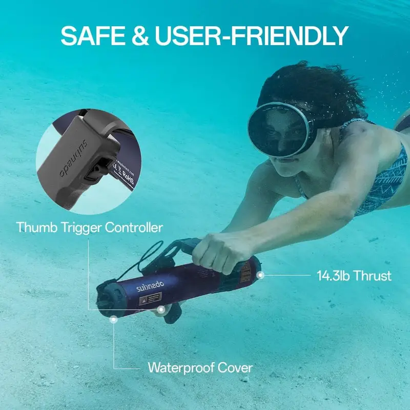Waydoo Subnado Underwater Scooter Lite – Portable, Handheld Diving Propulsion Device for Snorkeling, Scuba, and Recreation (Blue)