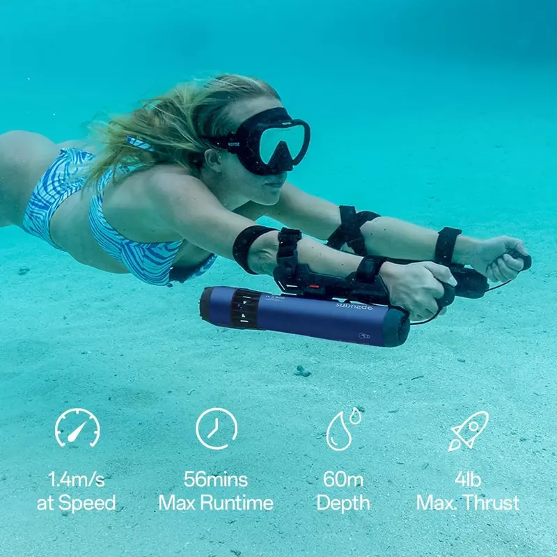 Waydoo Subnado Underwater Scooter Lite – Portable, Handheld Diving Propulsion Device for Snorkeling, Scuba, and Recreation (Blue)