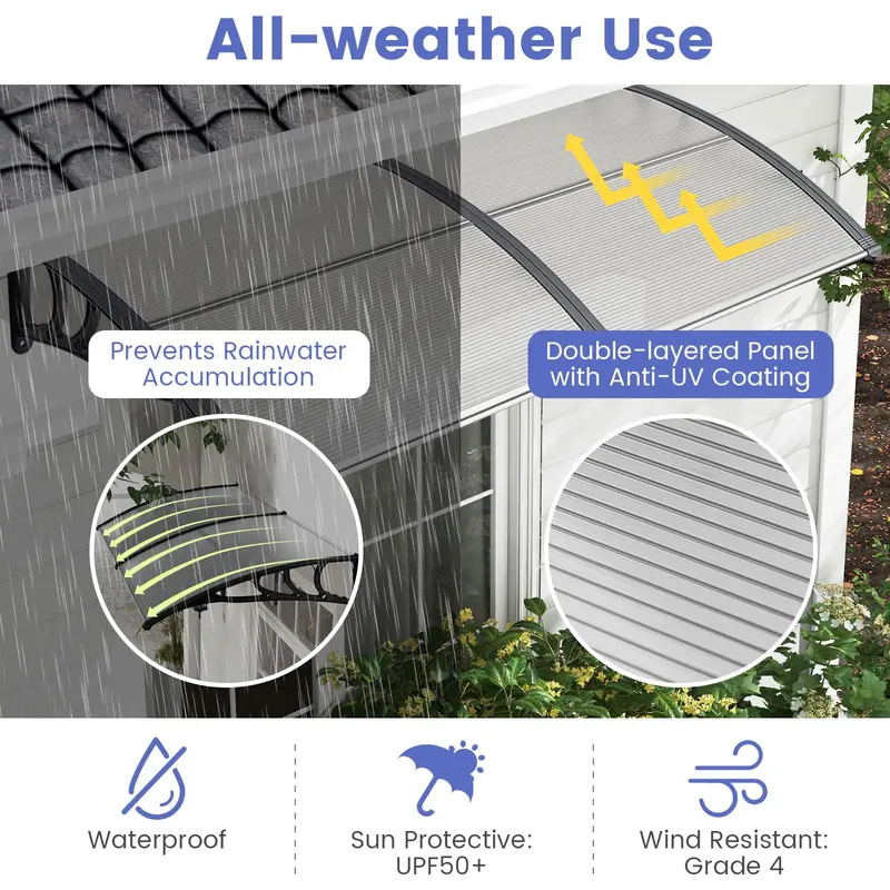Weather-Resistant Door and Window Awning – UV, Rain, and Snow Protection for Residential Use