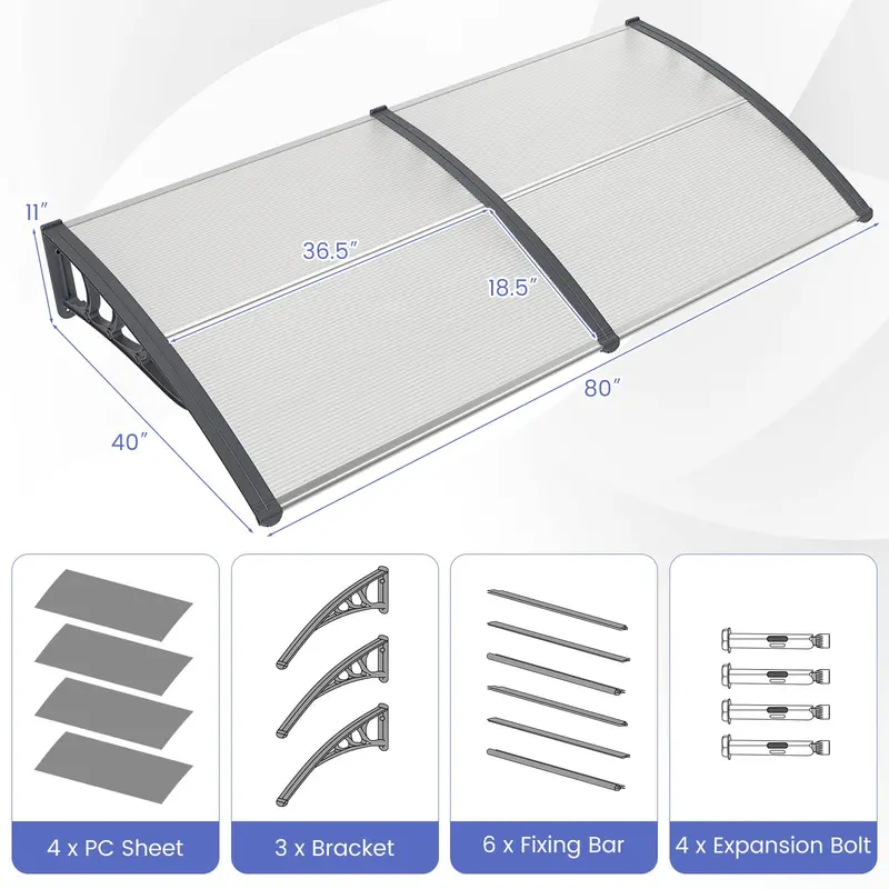 Weather-Resistant Door and Window Awning – UV, Rain, and Snow Protection for Residential Use