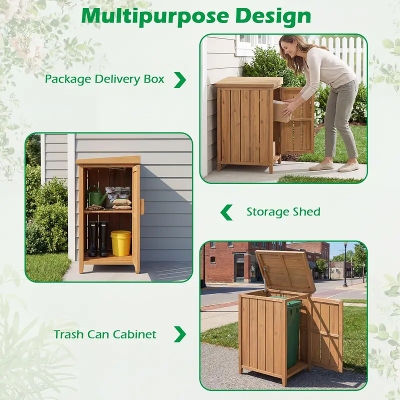 Weather-Resistant Outdoor Wood Package Delivery Box with Locking Lid