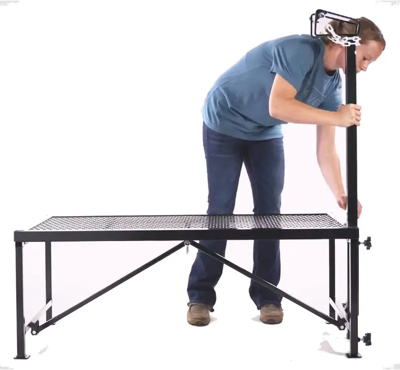 Weaver Leather Livestock Steel Trimming Stand – Adjustable Sheep & Goat Restraint System with Secure Wire Headpiece | Durable Black Finish