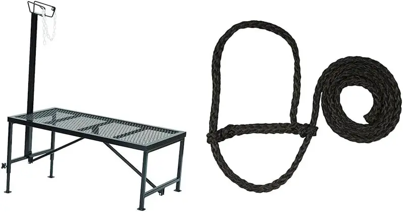 Weaver Leather Livestock Steel Trimming Stand – Adjustable Sheep & Goat Restraint System with Secure Wire Headpiece | Durable Black Finish