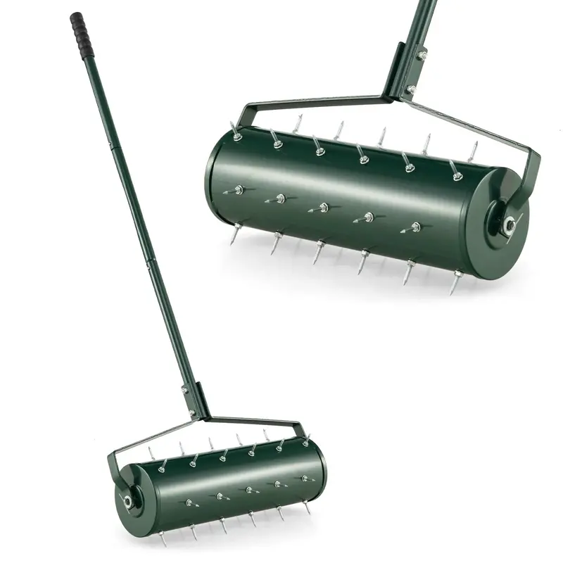 Weighted Rolling Lawn Aerator for Soil Aeration and Seeding 1