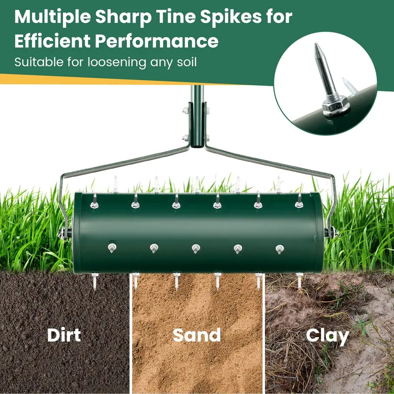 Weighted Rolling Lawn Aerator for Soil Aeration and Seeding